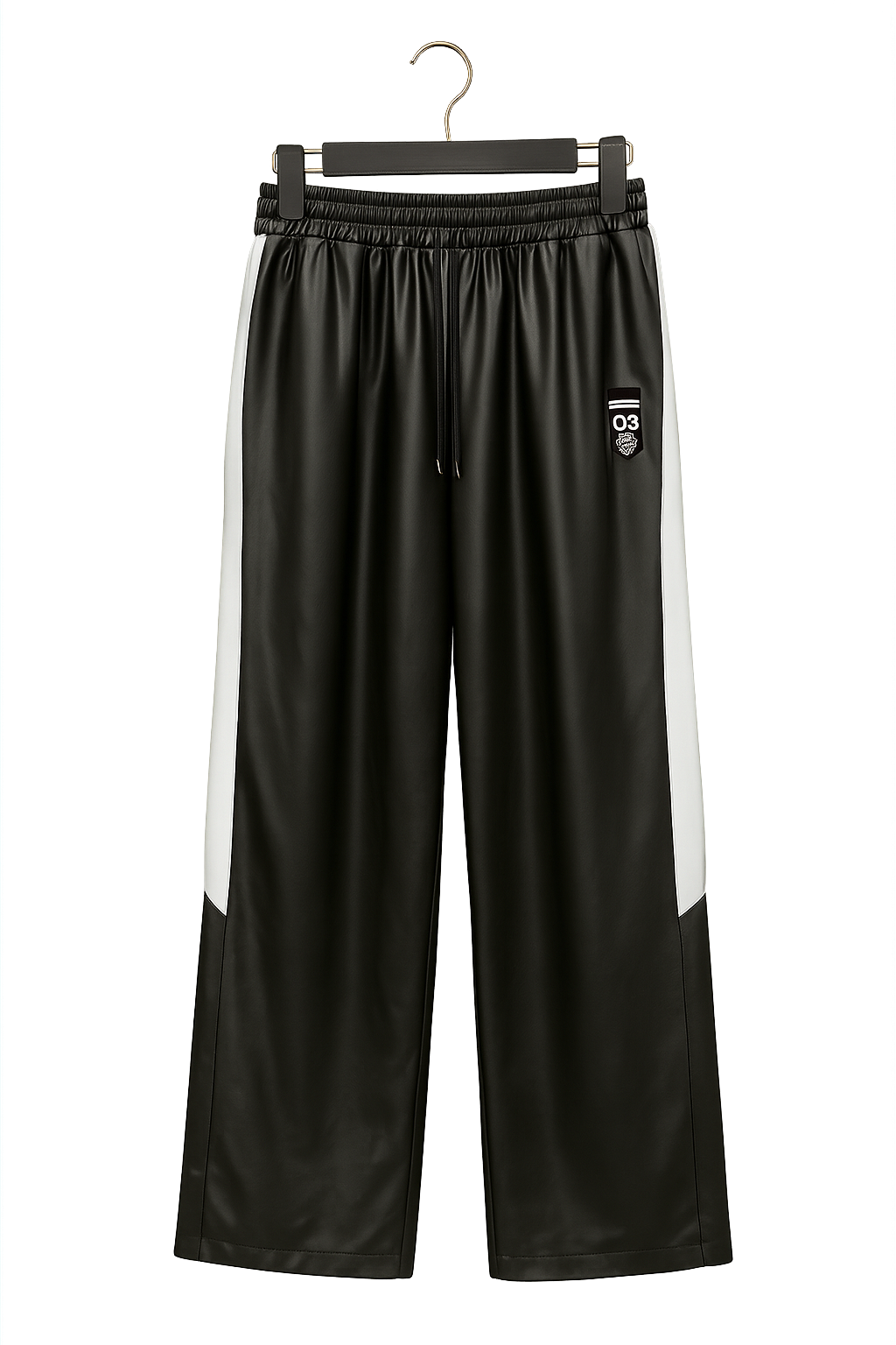 Men's Black Athletic Track Pants with White Piping