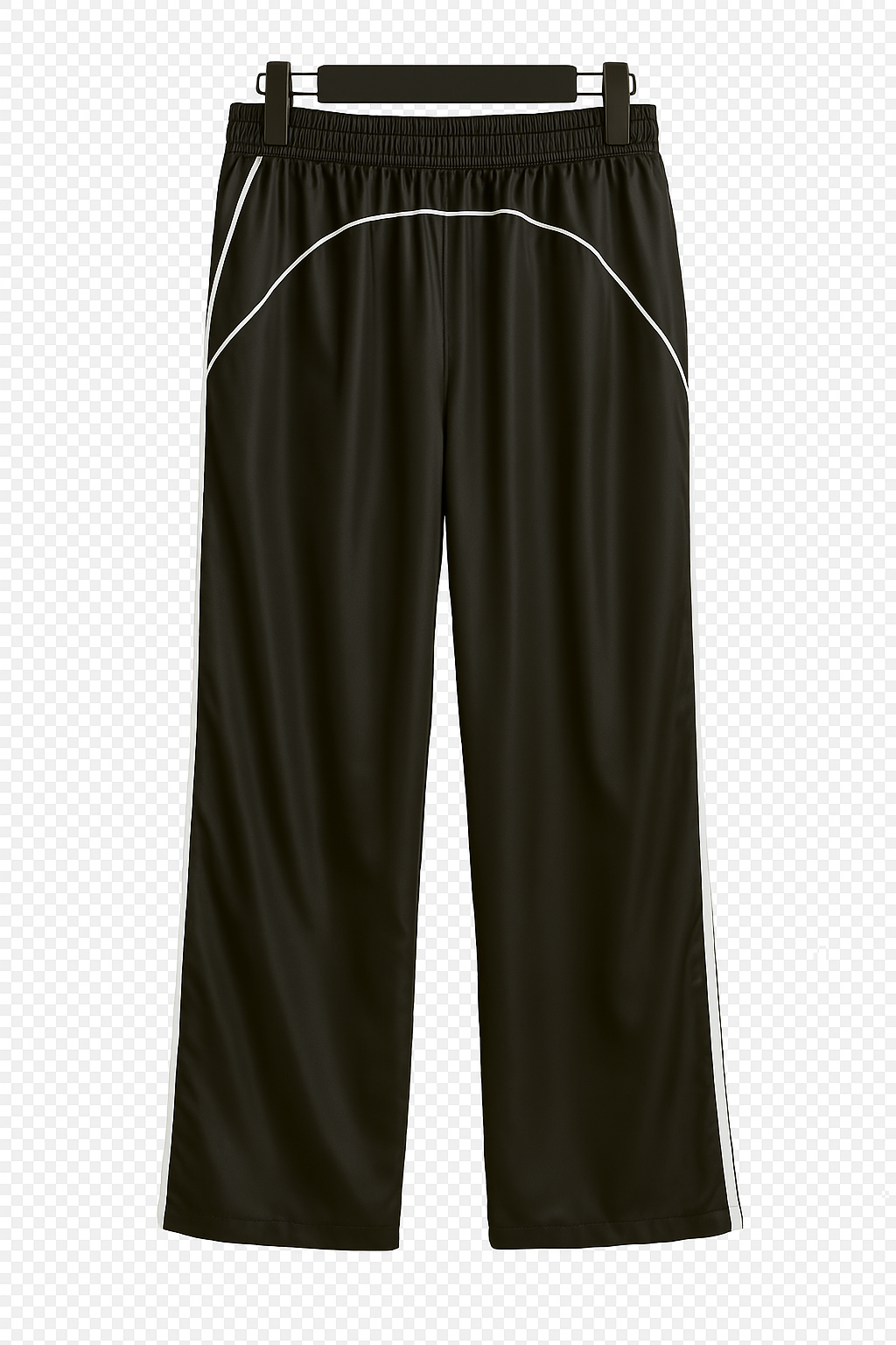 Men's Black Athletic Track Pants with White Piping