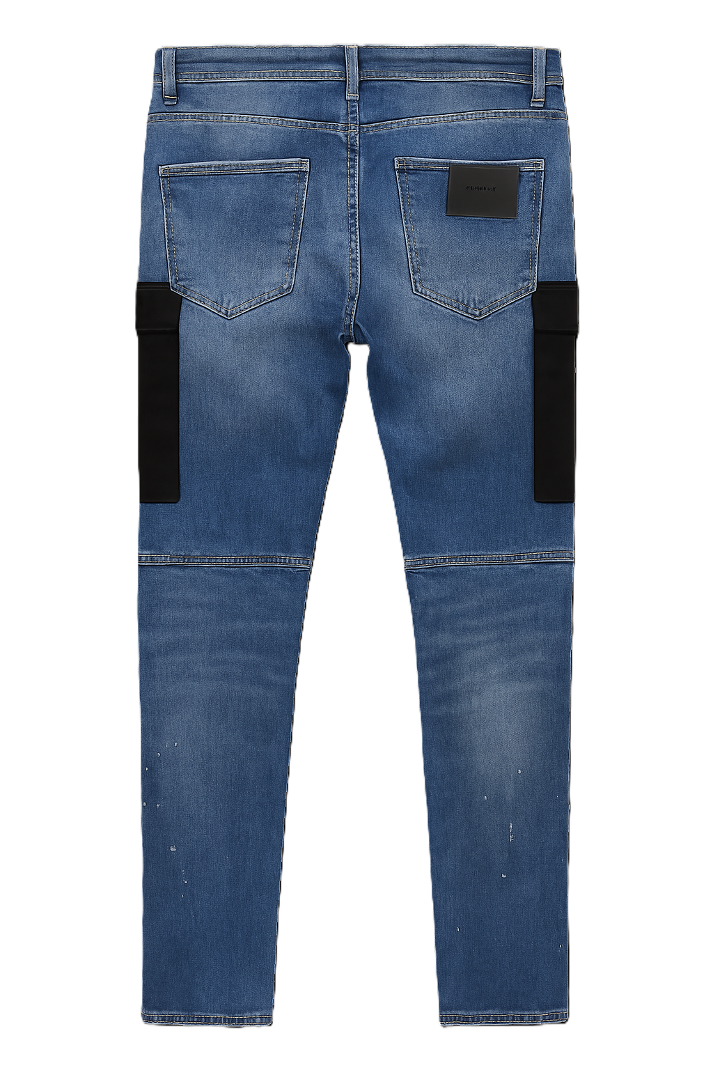 Distressed Blue Patchwork Denim Jeans